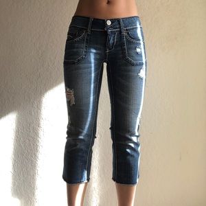 Blue ankle rise Ripped Y2K skinny jeans Brand is Hydraulic Women’s size 3/4